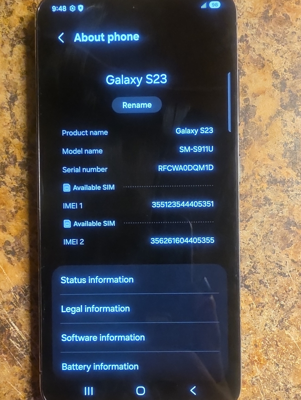 Samsung Galaxy S23 Smartphone - Black Front Display